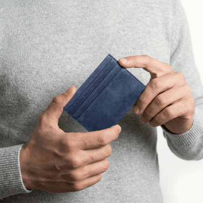 Alcantara Card Wallet - Ocean Blue