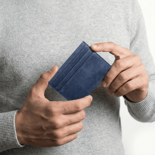 Alcantara Card Wallet - Ocean Blue