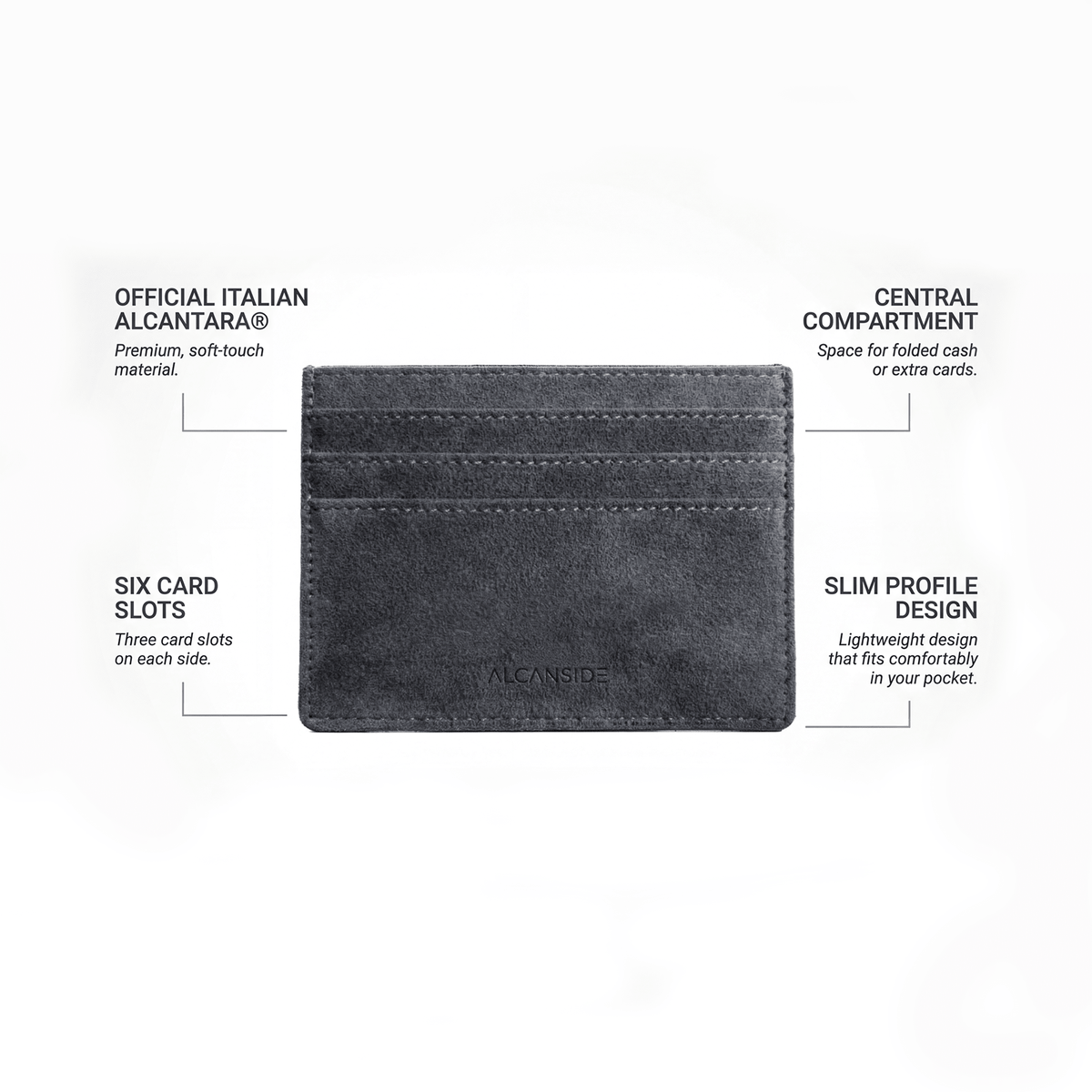 Alcantara Card Wallet - Space Grey