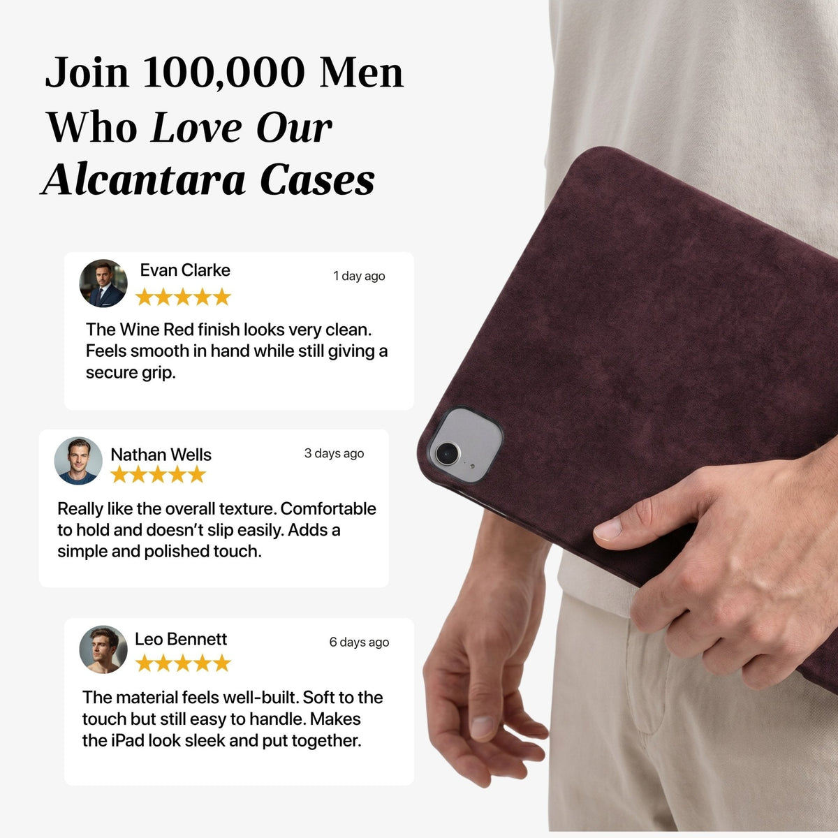 Alcantara iPad Cover - For iPad Air 2026  (13 inch) - Wine Red