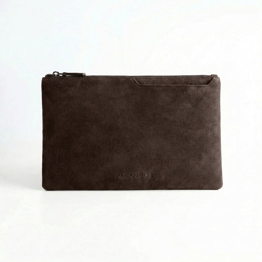 Alcantara Pouch - Chocolate brown