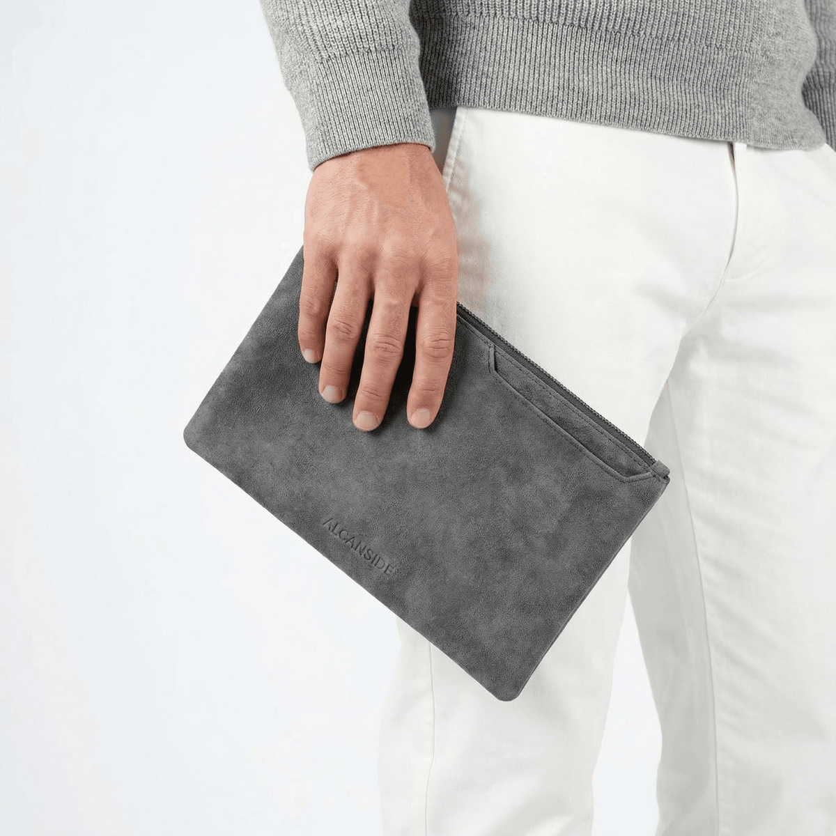 Alcantara Pouch - Nardo Gray