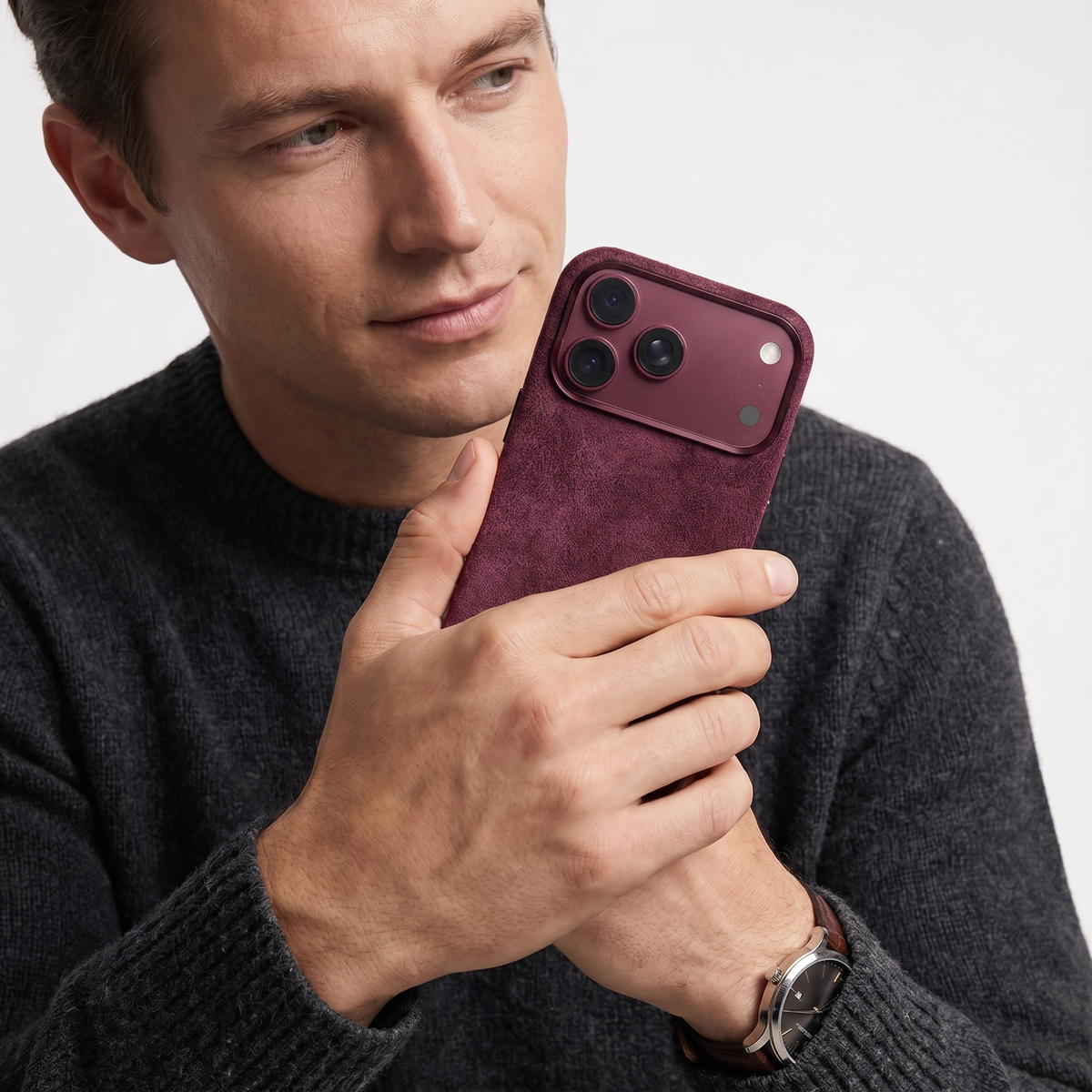 iPhone Alcantara Case - Wine Red
