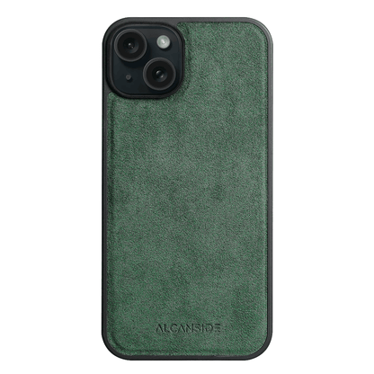 iphone 15 plus alcantara back cover - Midnight Green