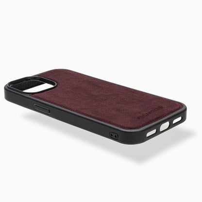 iphone 15 plus alcantara back cover - Wine Red