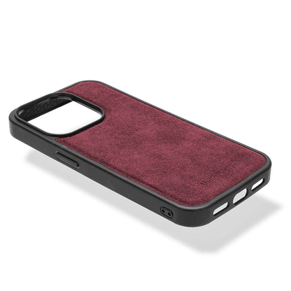 iphone 15 pro max alcantara back cover - Wine Red