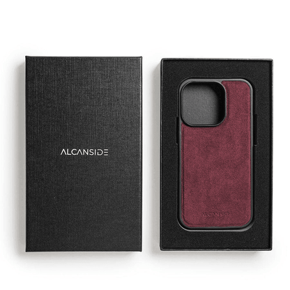 iphone 15 pro max alcantara back cover - Wine Red