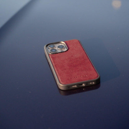 iphone 15 pro alcantara back cover - Wine Red
