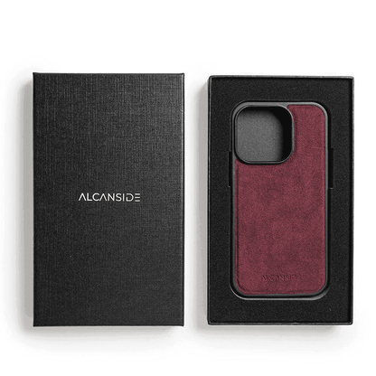 iphone 15 pro alcantara back cover - Wine Red