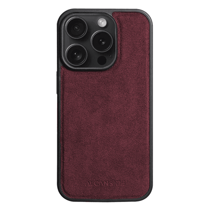 iphone 16 pro max alcantara back cover - Wine Red