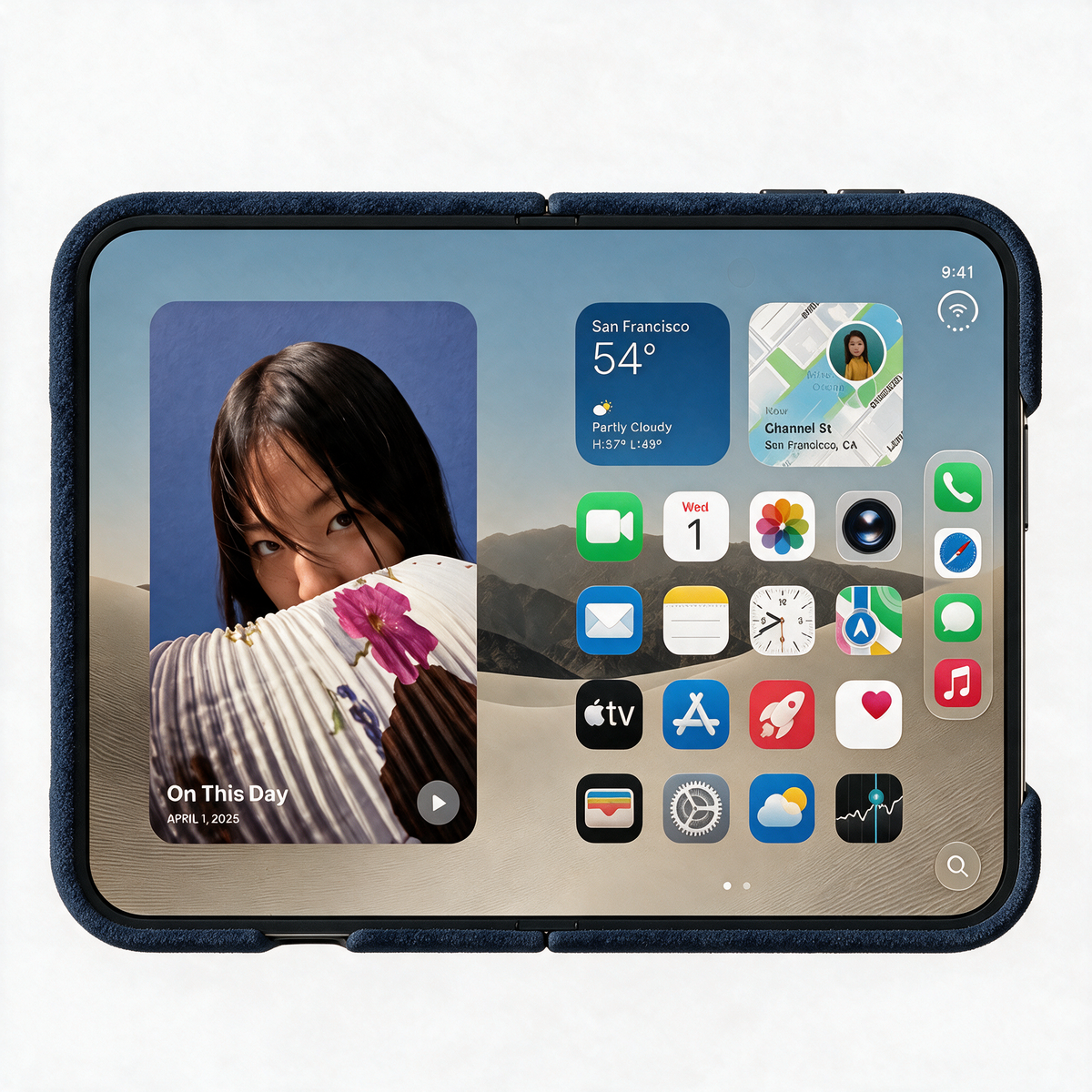 iPhone Duo - Alcantara Case - Navy Blue