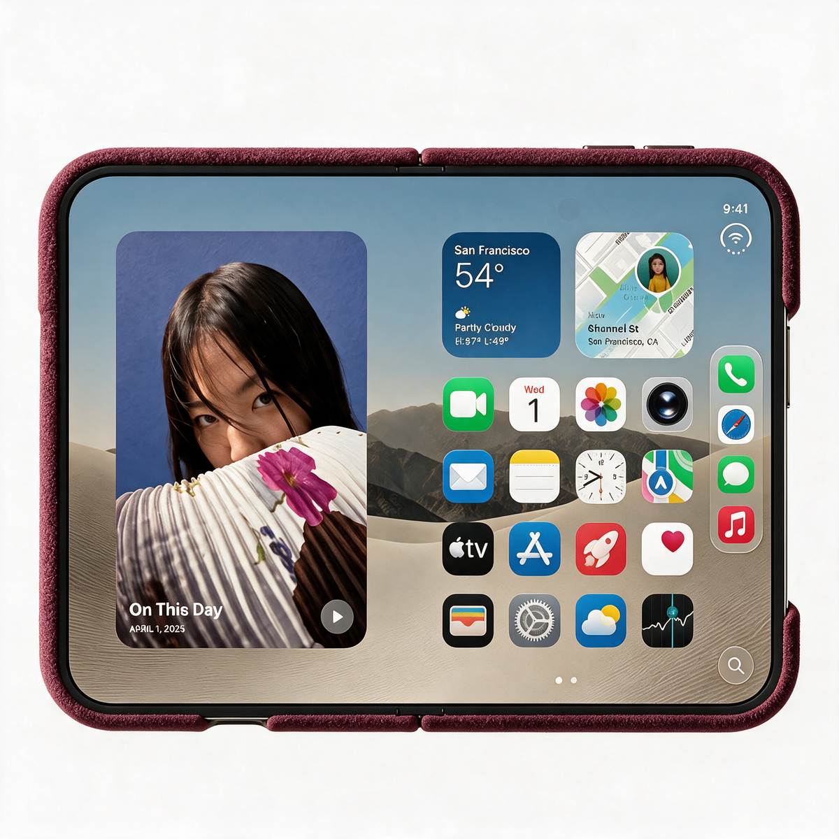 iPhone Duo - Alcantara Case - Wine Red