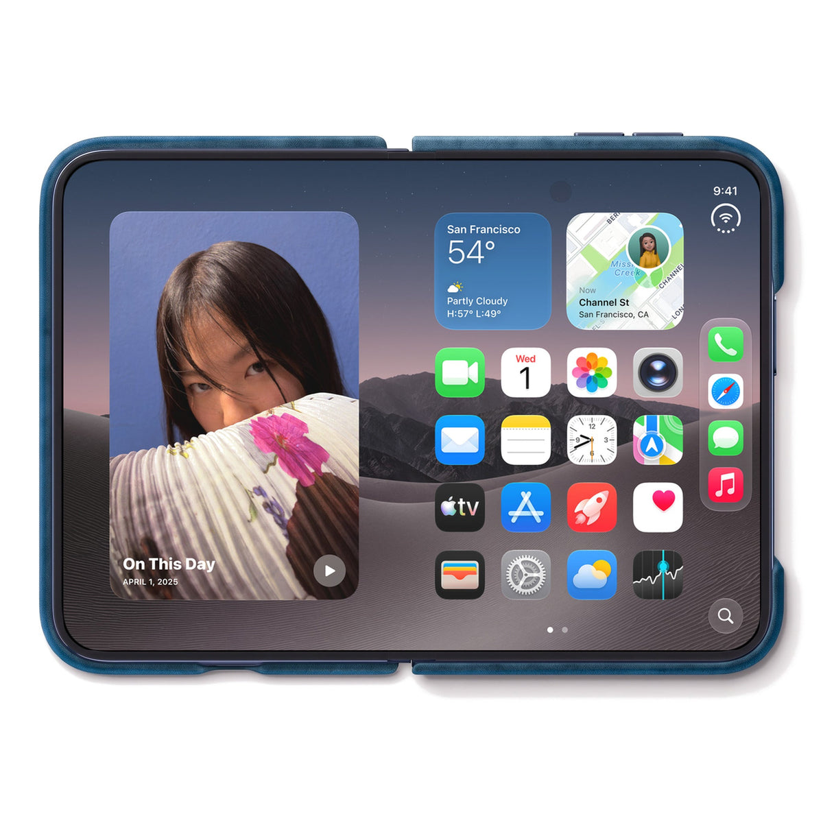 iPhone Duo - Alcantara Folio - Ocean Blue